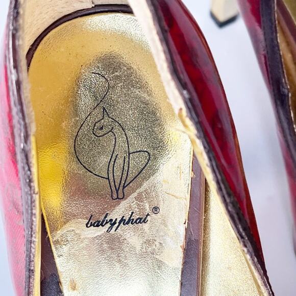 Baby Phat Vintage Y2K Red & Gold Metallic Logo Pumps Heels Shoes 10 - Picture 14 of 16